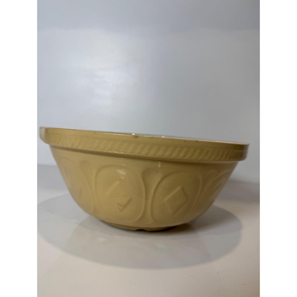 Green's Gripstand Embossed Diamond Mixing Bowl Cream Sz 11.5" VTG Farmhouse